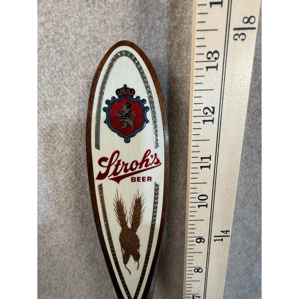 Vintage Stroh's Beer Tap Handle Wood Bar Kegerator Handle Detroit Breweriana 13